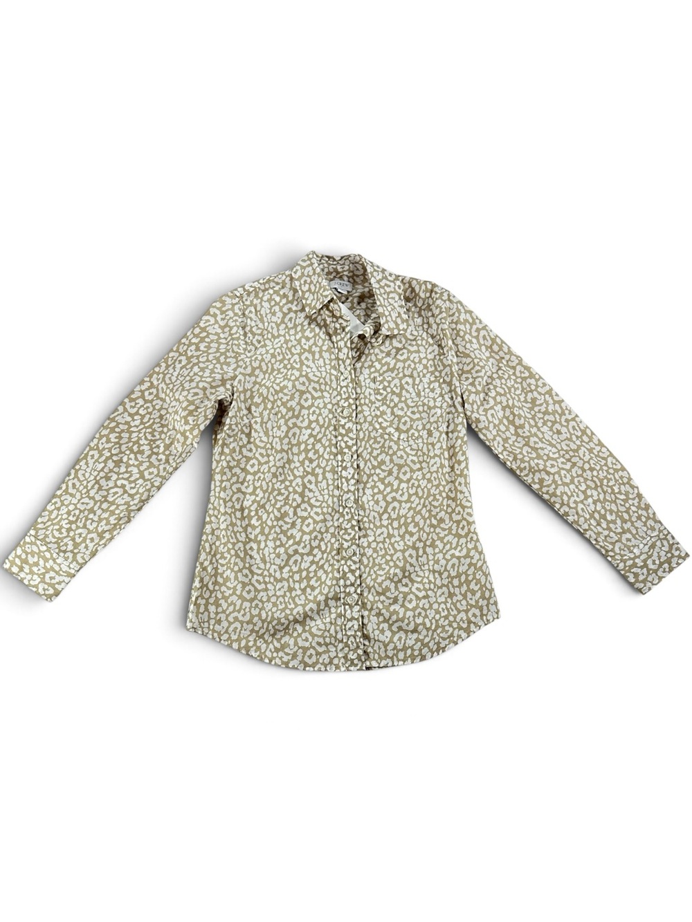 J. Crew Women’s SP Tan and White Leopard-Print Button-Down Shirt